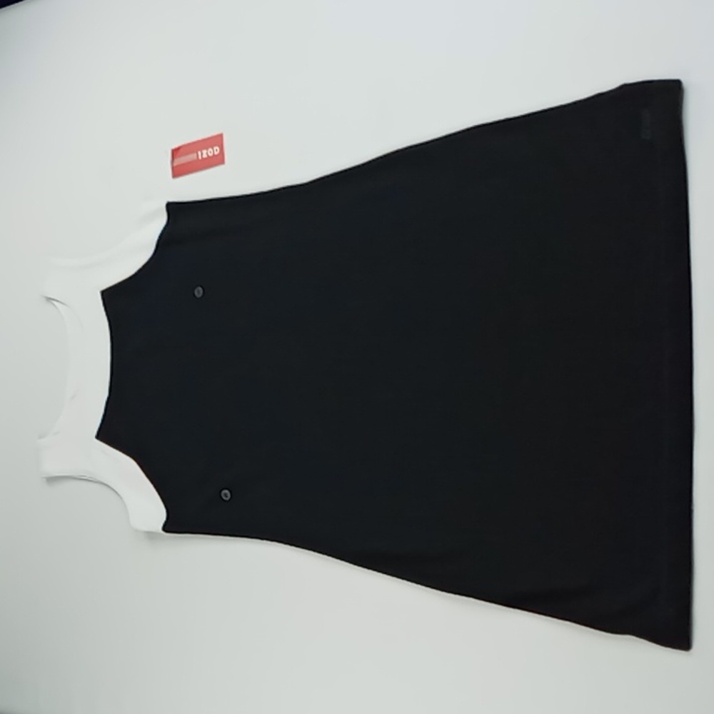 IZOD Women's Tank Dress Color Block Black/White Size S/P 100% Cotton